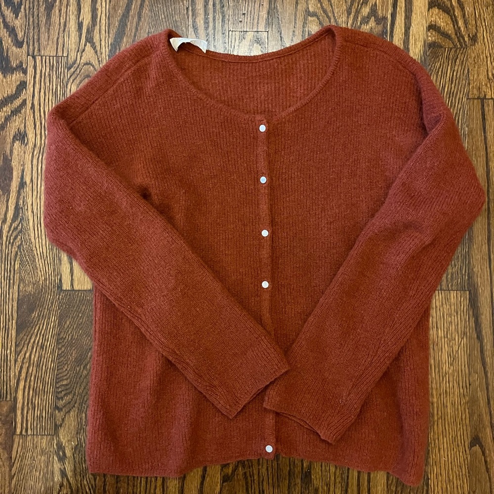 sezane gaspard cardigan size s brick color